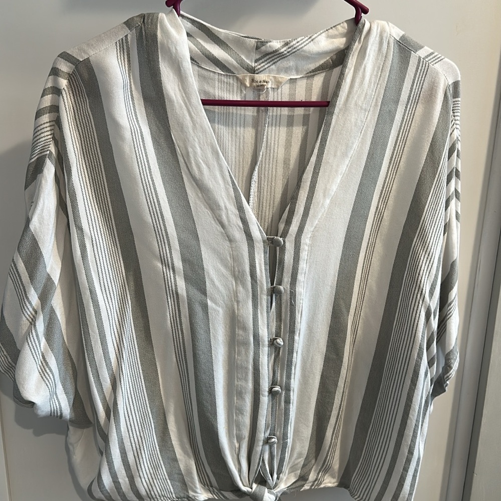 Striped Gray and White Crop Top